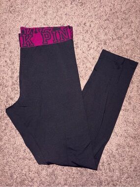 PINK YOGO Black Leggings with Pink Logo Waistband